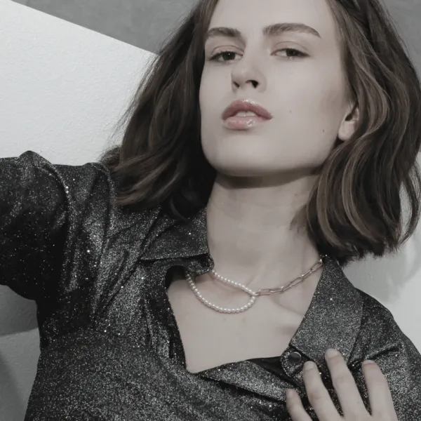 Dubbelt Pärlmix Halsband Silverpläterat