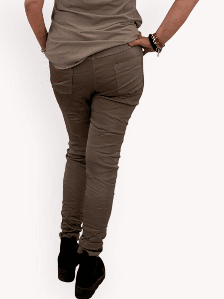 Gemini - Ilma Taupe Glansiga Stretchiga Byxor