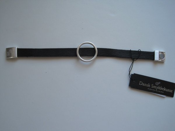 Svart Läderarmband Med Silverdetalj THORDIS Dansk Smykkekunst