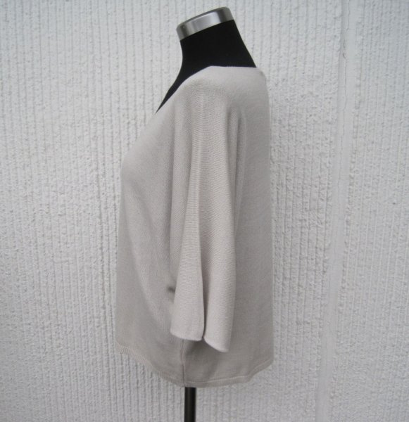 Sandbeige Finstickad Tröja Med Kort Ärm