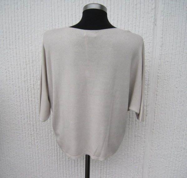 Sandbeige Finstickad Tröja Med Kort Ärm