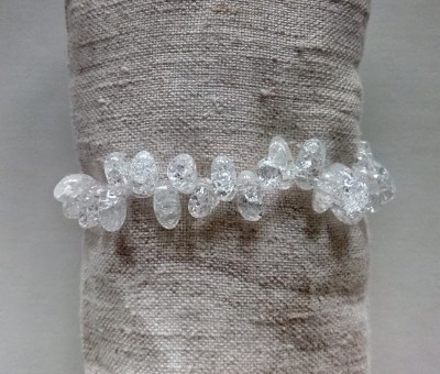 Elastiskt Armband Vita Bergkristaller