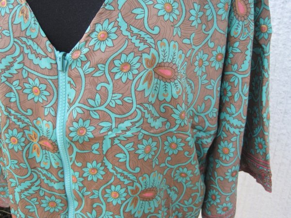 Mönstrad Tunn Kort Vändbar Jacka Med Kimonoärmar Paisley Blommig