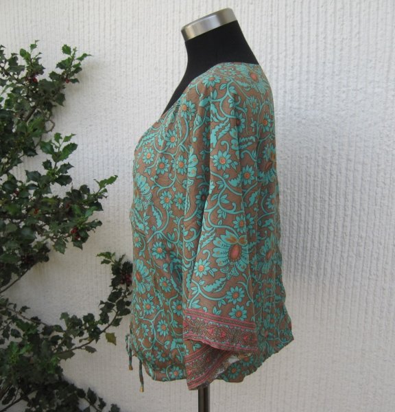 Mönstrad Tunn Kort Vändbar Jacka Med Kimonoärmar Paisley Blommig