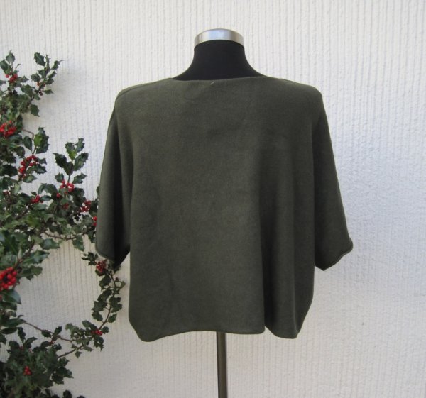 Mörkgrön Kort Ponchotröja Med Halvlång Ärm