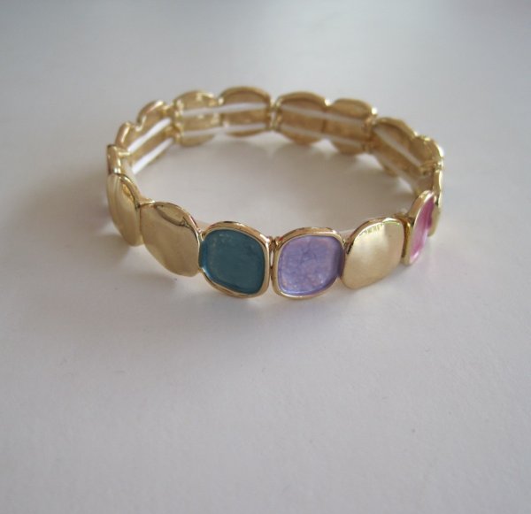 Elastiskt Armband Pastellfärger Och Guld