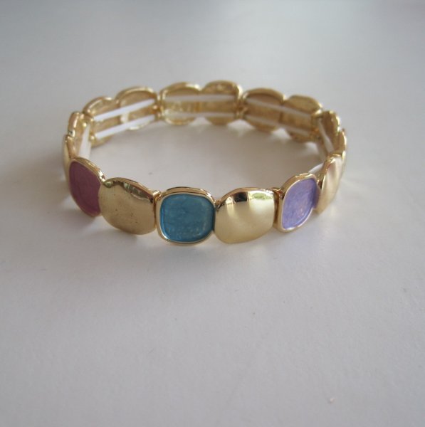 Elastiskt Armband Pastellfärger Och Guld
