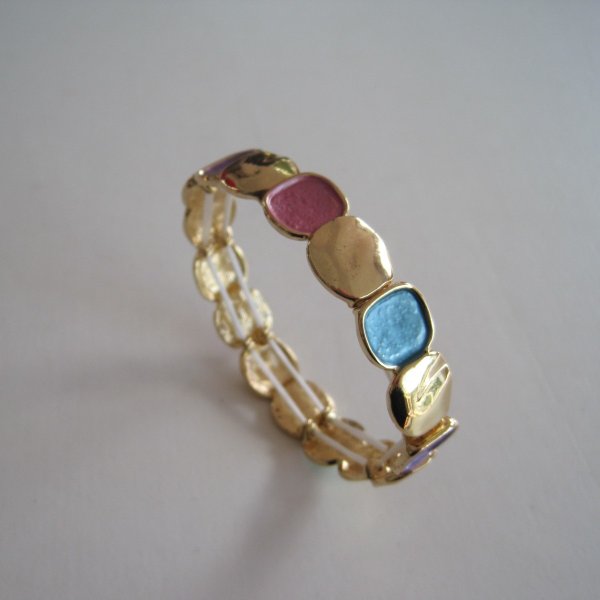 Elastiskt Armband Pastellfärger Och Guld