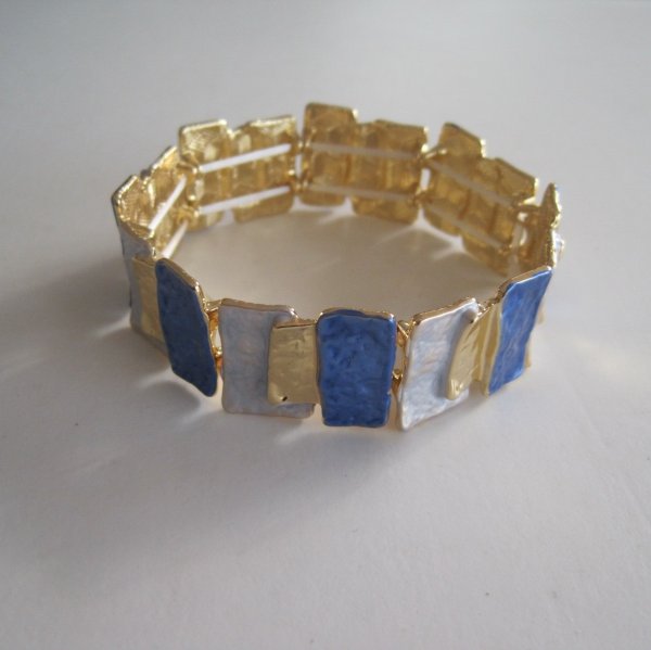 Elastiskt Armband Blått Guld