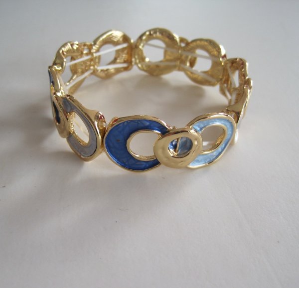 Elastiskt Armband Geometriskt Blått Guld