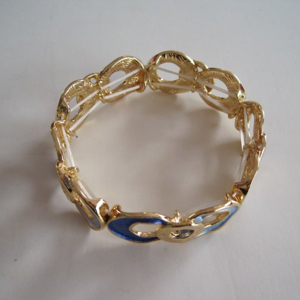Elastiskt Armband Geometriskt Blått Guld