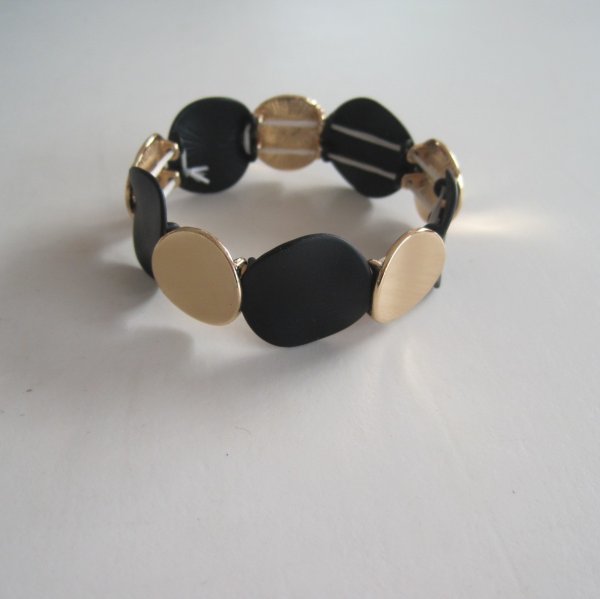 Elastiskt Armband Svart Guld