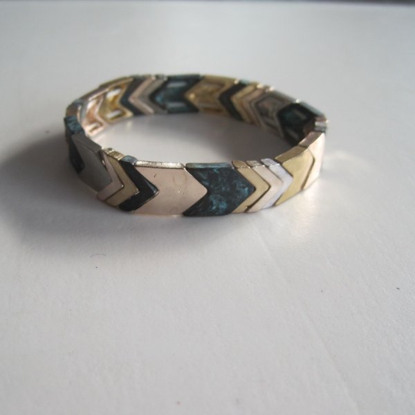 Elastiskt Armband Retro Svart Guld Silver