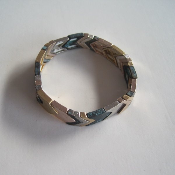 Elastiskt Armband Retro Svart Guld Silver