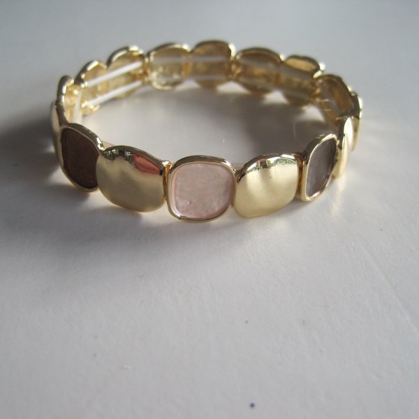 Elastiskt Armband Brunt Beige Guld