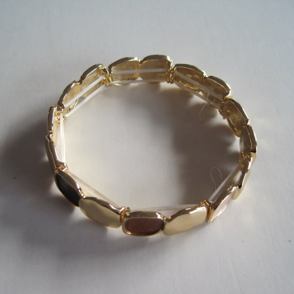 Elastiskt Armband Brunt Beige Guld