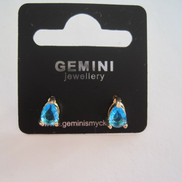 Örhängen Med Slipad Blå Kristall - Gemini Smycken