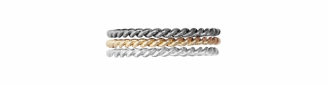 Smala Ringar 3i1 Guld/Hematit/Silver Dansk Smykkekunst.