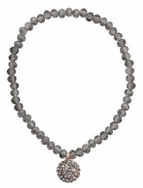 Elastiskt Armband Med Grå Glaspärlor Molly Dansk Smykkekunst