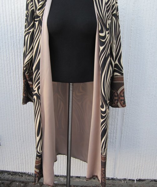 Mönstrad Kappa Kimono Svart Beige