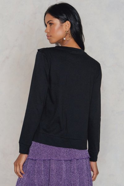 Svart Tröja Simone Frill Top Rut & Circle