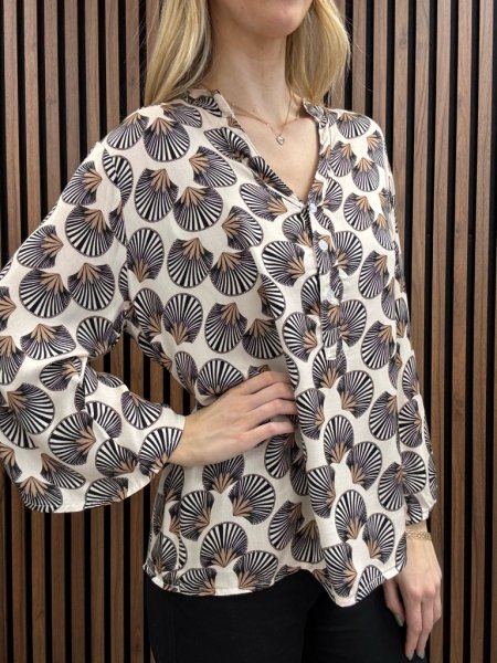 Gemini - Wilda Mönstrad Blus Beige Svart