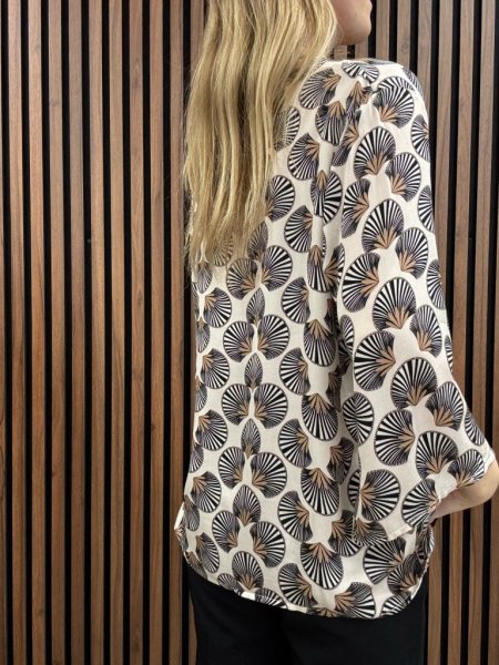 Gemini - Wilda Mönstrad Blus Beige Svart